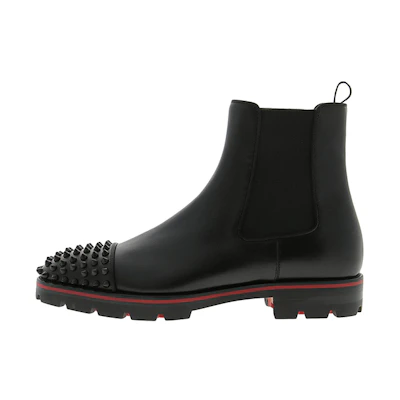 Christian Louboutin CL Platine Leather Fashion Slip-On Ankle Chelsea Boot 'Black'
