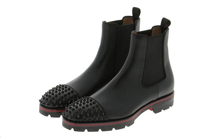 Christian Louboutin CL Platine Leather Fashion Slip-On Ankle Chelsea Boot 'Black' 圖 3