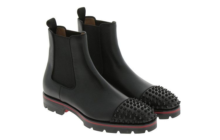 Christian Louboutin CL Platine Leather Fashion Slip-On Ankle Chelsea Boot 'Black' 圖 4