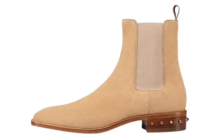 Christian Louboutin CL Platine Leather Round Toe Comfort Chelsea Boots 'Beige' 3220740F579