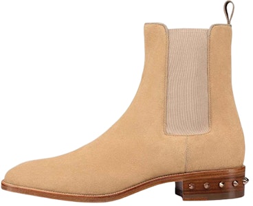 CL路鉑廷 皮革 時尚圓頭舒適 短筒 切爾西靴 男款 米色 Buy CL路鉑廷 皮革 時尚圓頭舒適 短筒 切爾西靴 男款 米色