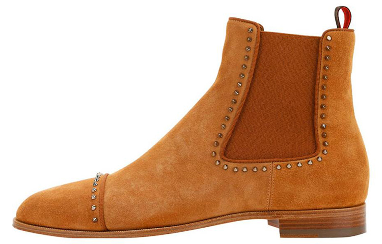 Christian Louboutin CL Platine Leather Round Toe Flat Chelsea Boots 'Brown'