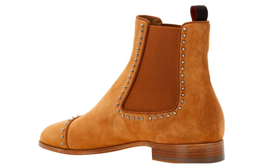 Christian Louboutin CL Platine Leather Round Toe Flat Chelsea Boots 'Brown' 圖 3