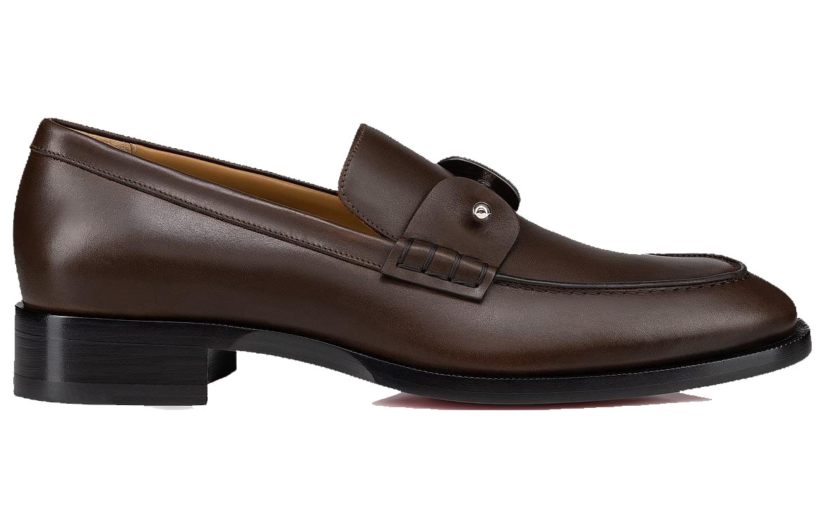Christian Louboutin CL Platine Leather Round Toe Slip-On Loafers 'Brown' 圖 2