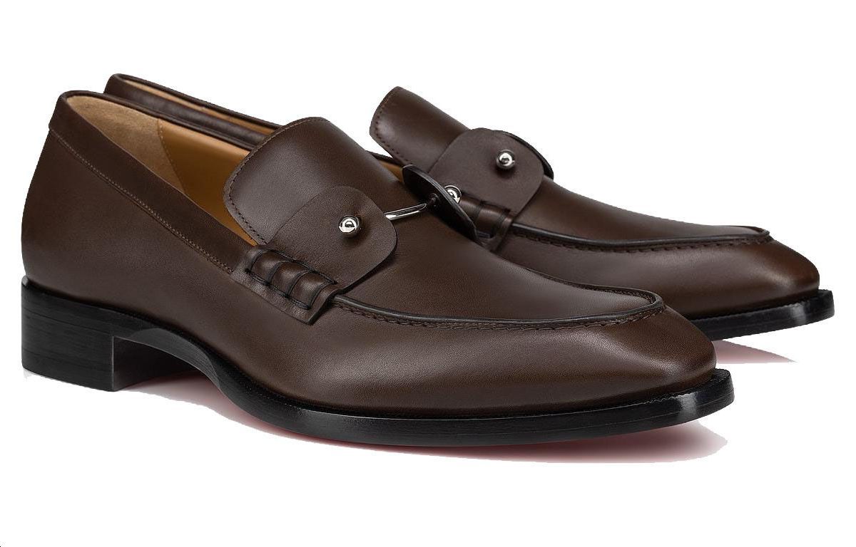 Christian Louboutin CL Platine Leather Round Toe Slip-On Loafers 'Brown' 圖 4