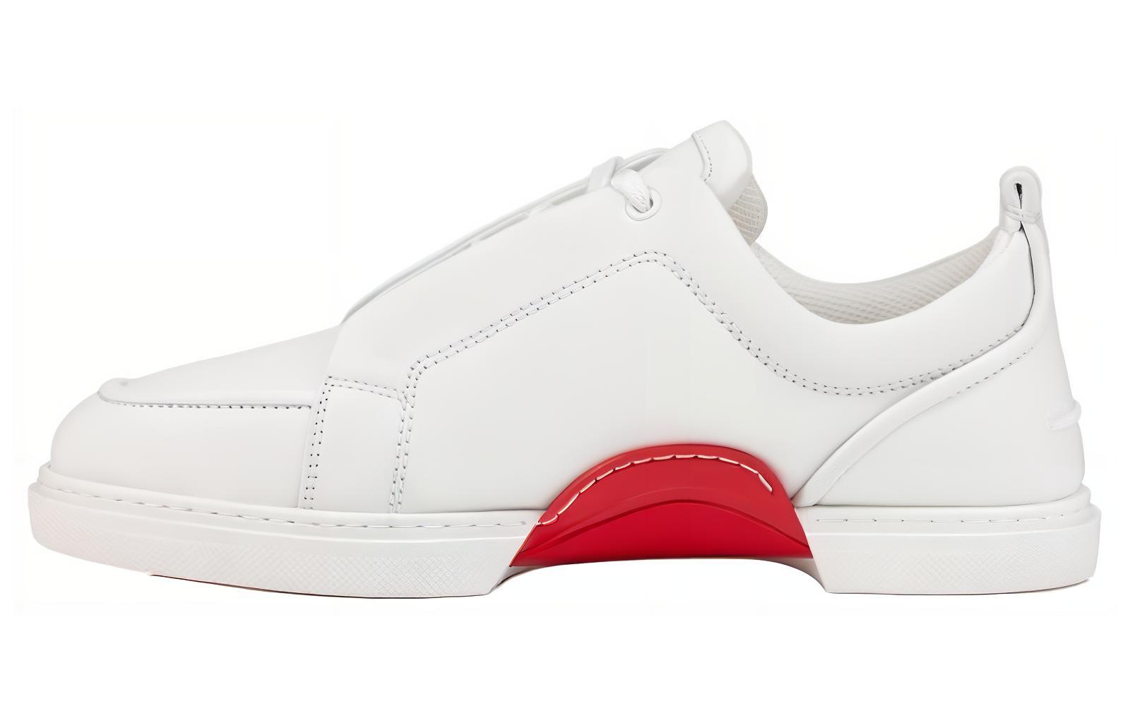 Christian Louboutin CL Platinum Jimmy Calfskin Low-Top White Sneakers for Men 3240233WH01