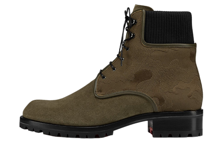 Christian Louboutin CL Platinum Leather Lace-Up Boots 'Brown' 3220919C849