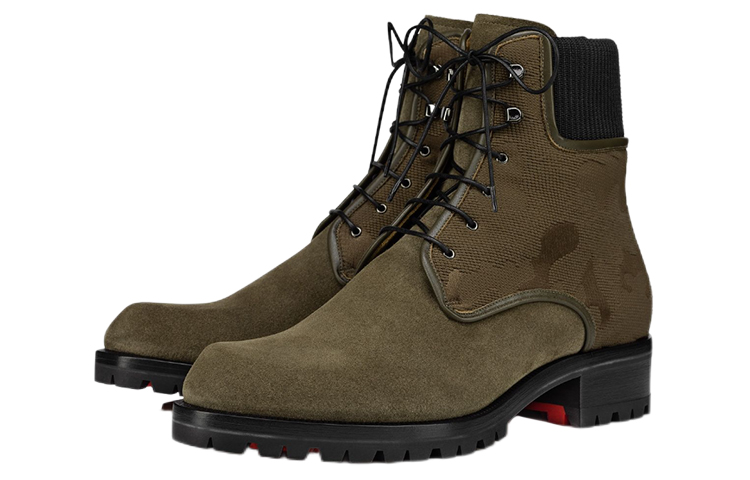 Lookbook Bottes à Lacets en Cuir Platine Christian Louboutin ''Marron''. 3220919C849