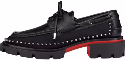 Christian Louboutin CL Steckel Black Leather Lace-Up Boat Shoes 3240198BK65 Christian Louboutin CL Steckel Black Leather Lace-Up Boat Shoes 3240198BK65