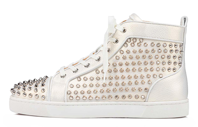 Christian Louboutin CL Studded High-Top Fashion Sneakers White 3211021J788