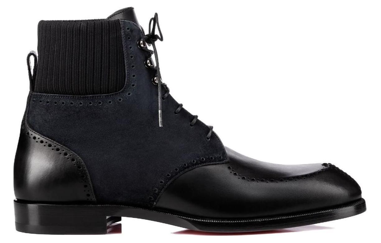 Order Christian Louboutin Clarks Sepatu Boot Hitam Round Toe dan Lace-Up Pria 3170331M875