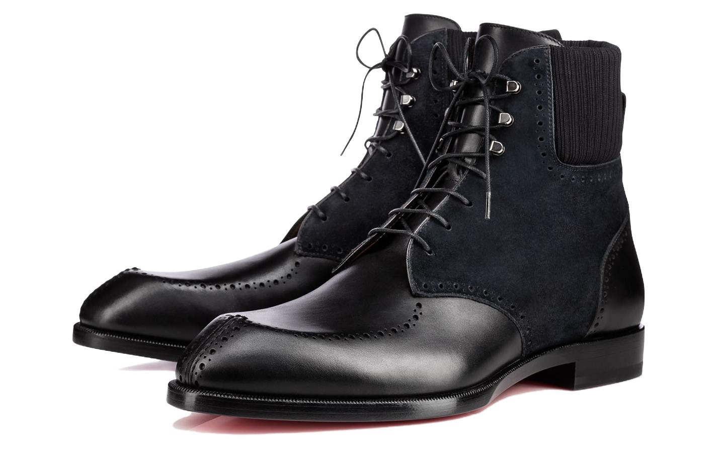 Lookbook Christian Louboutin Clarks Sepatu Boot Hitam Round Toe dan Lace-Up Pria 3170331M875