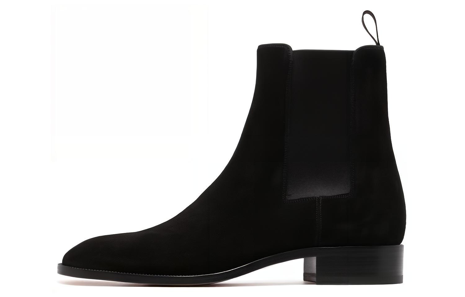 Christian Louboutin CLORTINA Chelsea Boots 'Black Suede Slip-On'