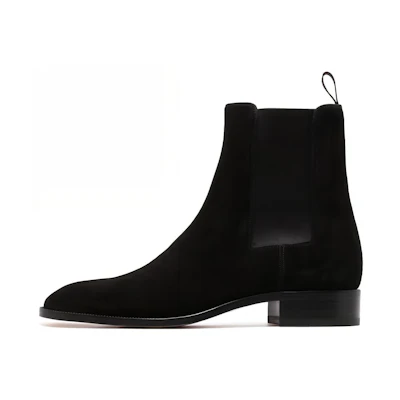 Christian Louboutin CLORTINA Chelsea Boots 'Black Suede Slip-On'
