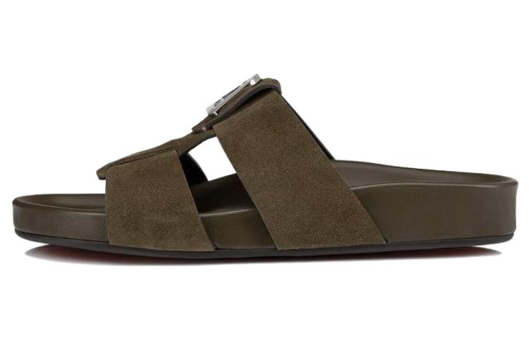 Christian Louboutin CLotin Dhabubizz Leather Slide 'Fashion Open Toe Brown'