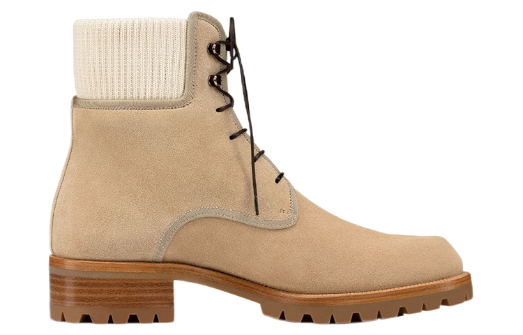 Order Christian Louboutin CLUB PLATINUM Leder-Schnürstiefel Beige Damen/Herren 1200440F579
