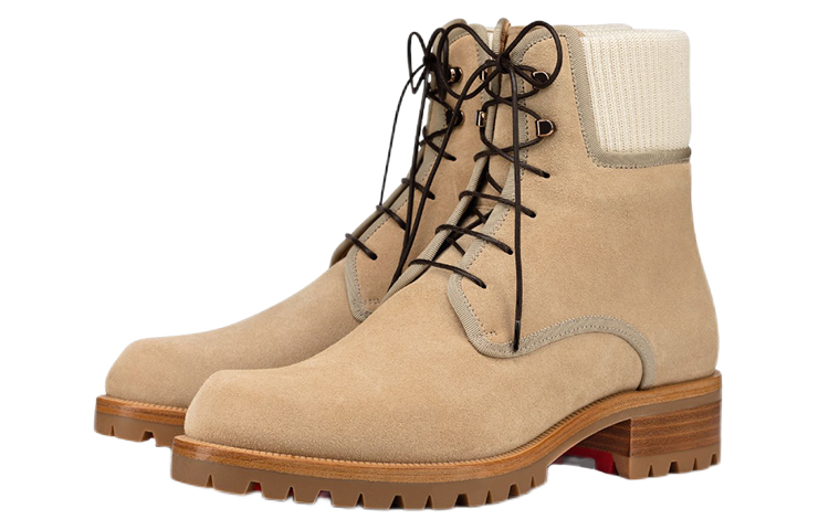 Lookbook Christian Louboutin CLUB PLATINUM Leder-Schnürstiefel Beige Damen/Herren 1200440F579