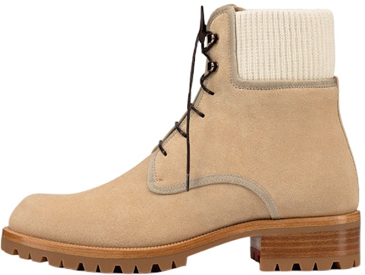 Christian Louboutin CLUB PLATINUM Leather Lace-up Fashion Ankle Boots 'Beige' 1200440F579 Buy Christian Louboutin CLUB PLATINUM Leather Lace-up Fashion Ankle Boots 'Beige' 1200440F579