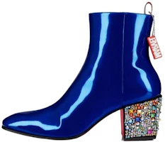 Christian Louboutin CLUB PLATINUM Leather Round Toe Zip Boots 'Blue' 32310425591 Christian Louboutin CLUB PLATINUM Leather Round Toe Zip Boots 'Blue' 32310425591