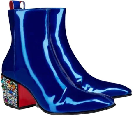 Christian Louboutin CLUB PLATINUM Leder Stiefel Rund Blau mit Reißverschluss 32310425591 Shop Christian Louboutin CLUB PLATINUM Leder Stiefel Rund Blau mit Reißverschluss 32310425591
