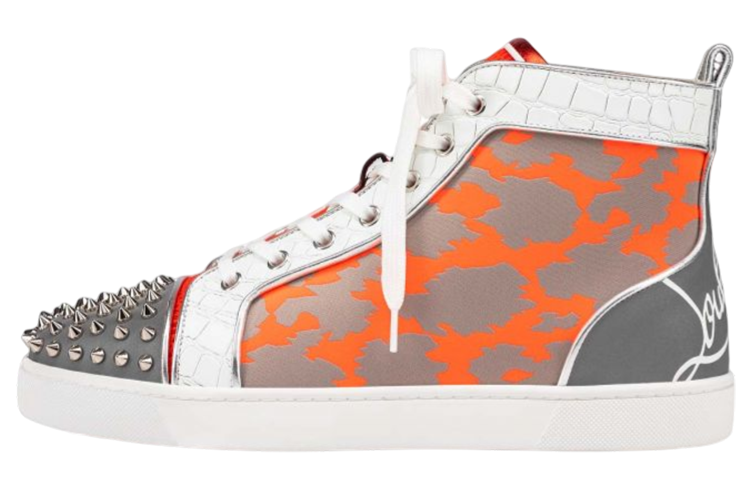 Buy Christian Louboutin Fun Lou Spikes Flat High 'Reflex Orange Camo' Lelaki 1220655-CMA3