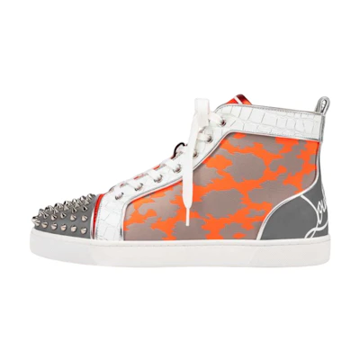 Christian Louboutin Fun Lou Spikes Flat High 'Reflex Orange Camo'