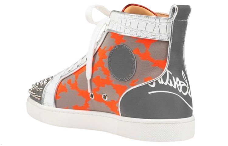 Shop Christian Louboutin Fun Lou Spikes Flat High 'Reflex Orange Camo' Lelaki 1220655-CMA3