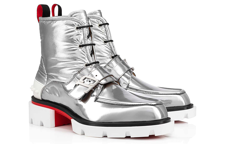 Order Christian Louboutin Sneaker Tinggi Kulit 'Silver' 1220601SV20