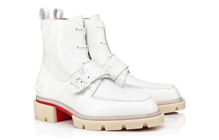 Order クリスチャンルブタン ハイカットスニーカー (白レザー) 1221000W222