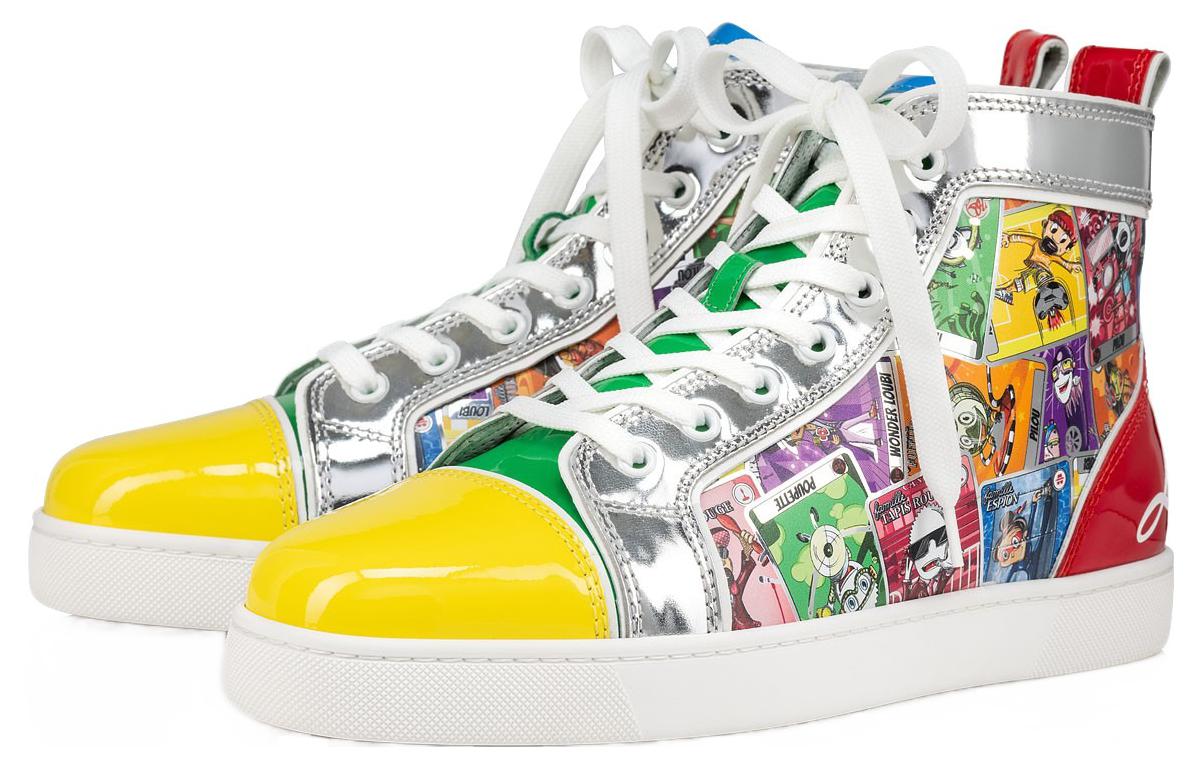 Lookbook Christian Louboutin Leren Hoge Sneakers ''Multicolor Print'' 3230482CMA3