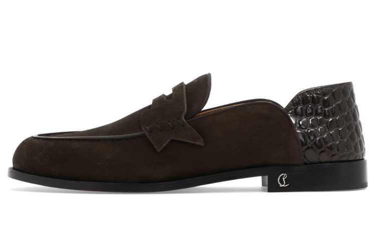 Christian Louboutin Loafer 'Deep Brown Croc Pattern'