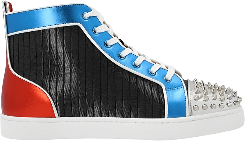 Christian Louboutin Lou Spikes Orlato Flat Pleated Metallic