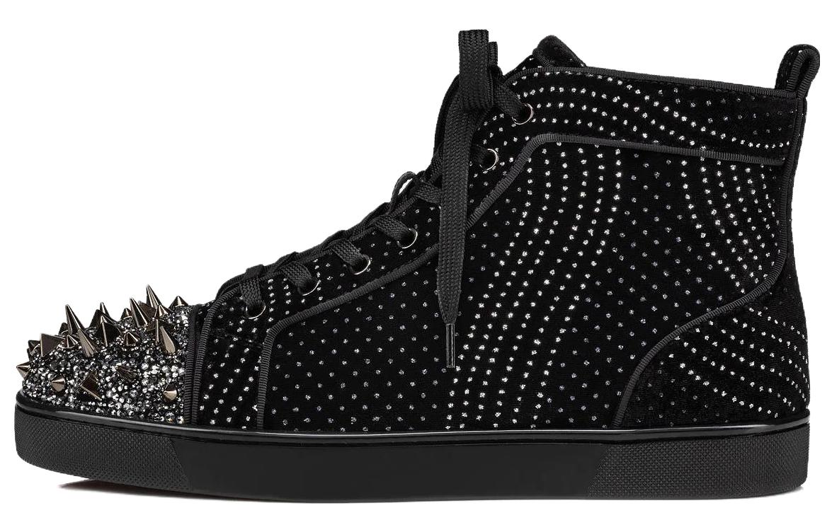 Christian Louboutin Lou Spikes Strass High-Top Sneakers 'Black' 3230430J698