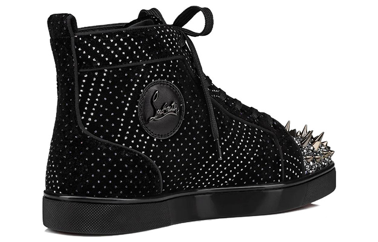 Lookbook Christian Louboutin Lou Spikes Strass High-Top Sneaker ''Schwarz'' 3230430J698