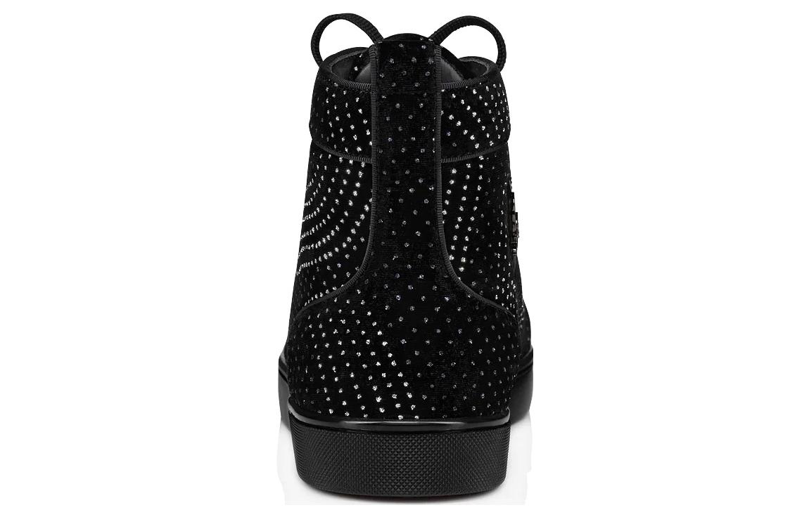 Shop Christian Louboutin Lou Spikes Strass High-Top Sneaker ''Schwarz'' 3230430J698