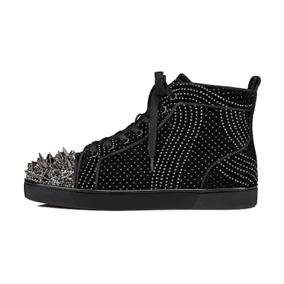 Christian Louboutin Lou Spikes Strass High-Top Sneakers 'Black'