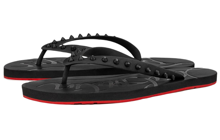 Lookbook Christian Louboutin Loubi Sendal Jepit 'Hitam Merah' 1201016-BK01