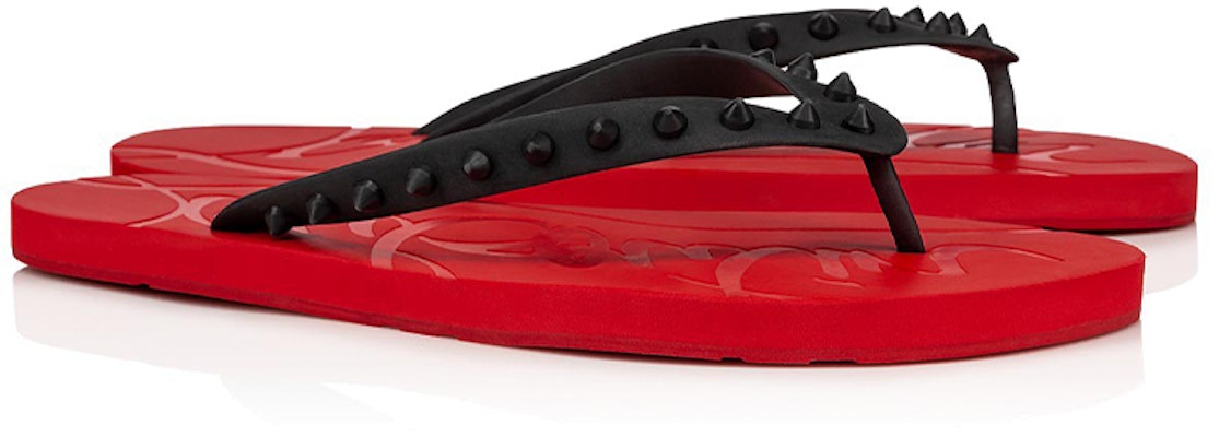 Christian Louboutin Loubi Flip Sandalias Planas 'Negro Rojo' 1201016H358 Lookbook Christian Louboutin Loubi Flip Sandalias Planas 'Negro Rojo' 1201016H358