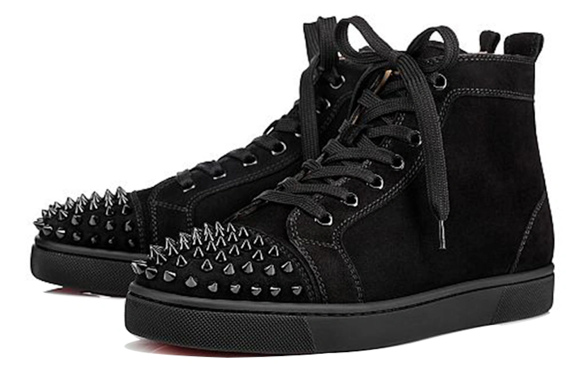 Christian Louboutin Louis Flat Calf Spikes 'Black Suede'