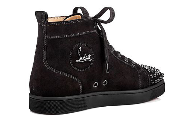 Lookbook Christian Louboutin Louis Flat Calf Spikes 'Black Suede' Kasut Lelaki Kulit Hitam. 1140458B049