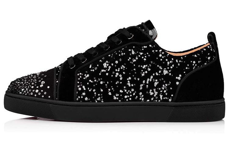 Christian Louboutin Louis Junior Degra Flat Low 'Black Silver Swarovski'
