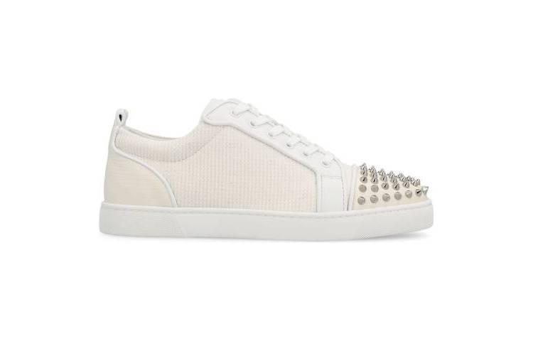 Christian Louboutin Louis Junior Spikes Orlato Flat Low 'White Silver'