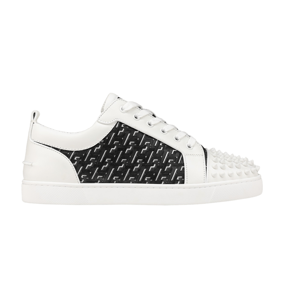 Buy Christian Louboutin Louis Junior Spikes Orlato Flat CL Monogram White Black 3230015 5193 Novelship