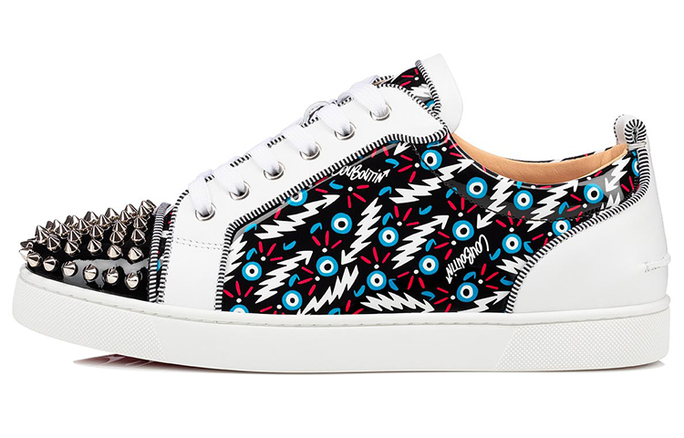 Buy Christian Louboutin Louis Junior Spikes Orlato Flat 'Black White' 1210328Q003