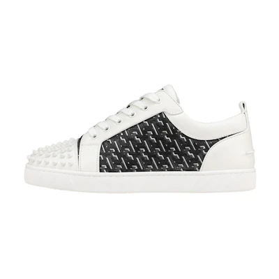 Christian Louboutin Louis Junior Spikes Orlato Flat 'CL Monogram - White Black'