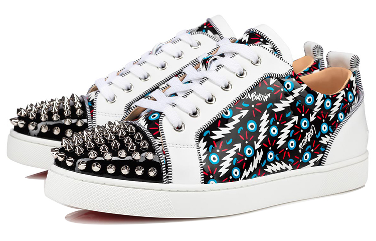 Christian Louboutin Louis Junior Spikes Orlato Flat 'Black White' 圖 2