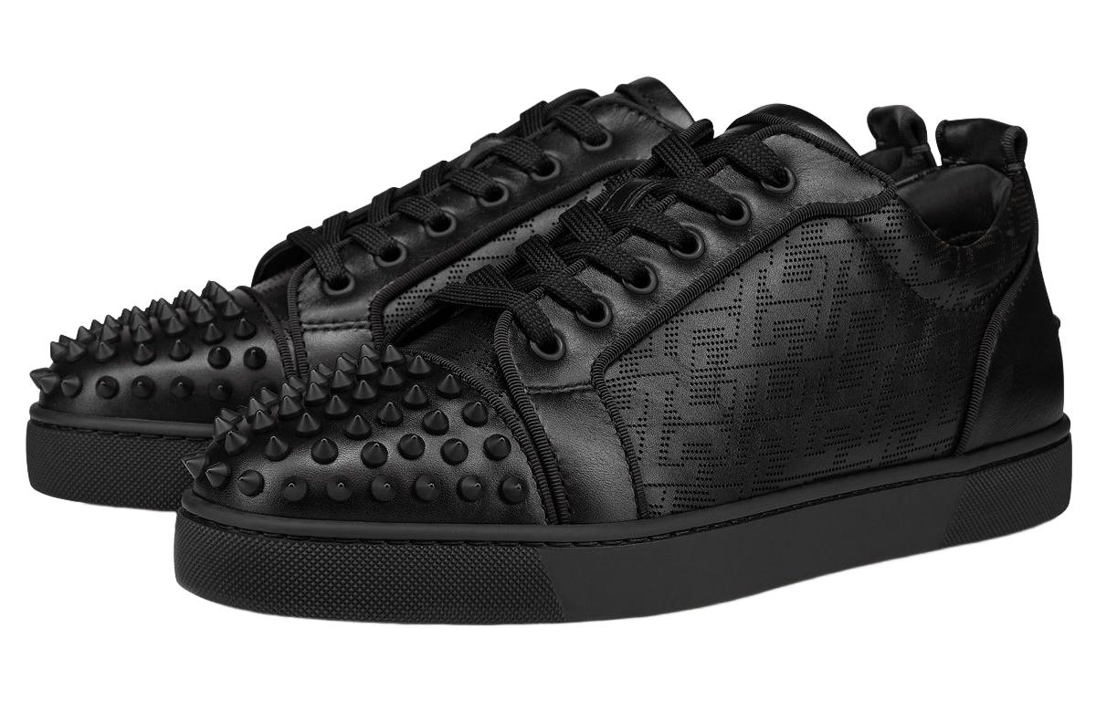 Lookbook Christian Louboutin Louis Junior Spikes Orlato Flat ''Schwarz CL Muster'' 1230206-B026