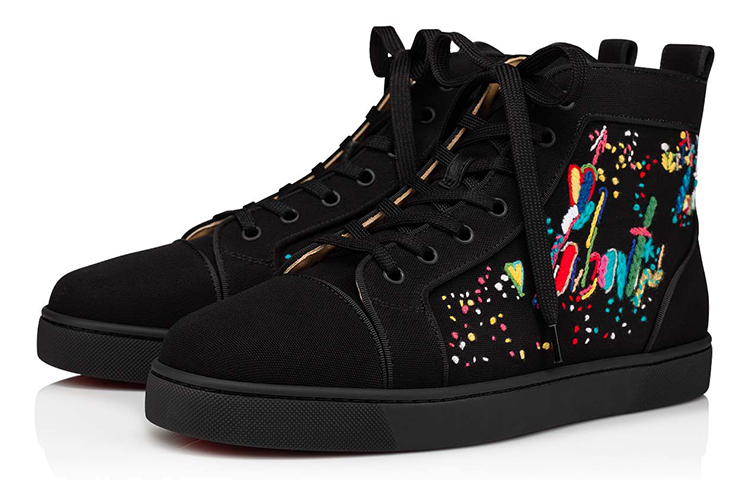 Order Christian Louboutin Louis Orlato 時尚高筒帆布休閒板鞋 黑色