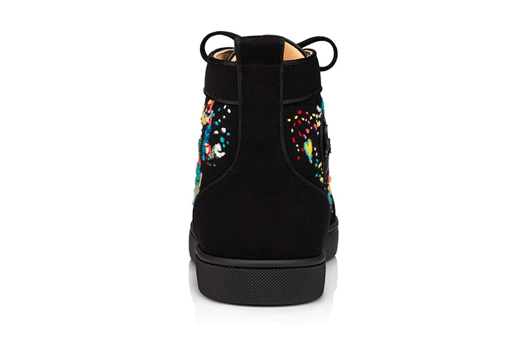Shop Christian Louboutin Louis Orlato 時尚高筒帆布休閒板鞋 黑色