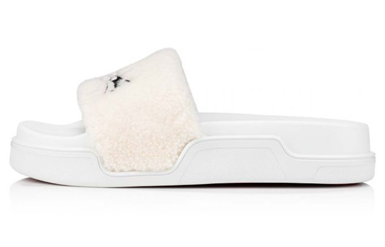 Buy Christian Louboutin Navy Pool Flat Slide 'Putih' 3210934-WH01
